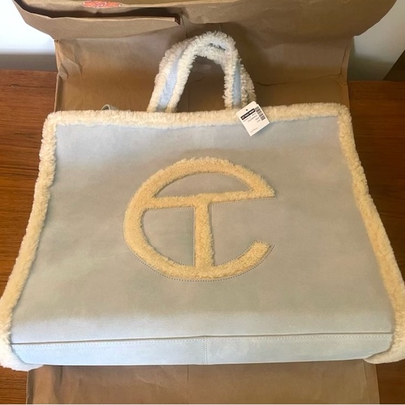 UGG x Telfar Large Suede Signature Shopper Bag NEW - Blue - Cross Body Handbag - Picture 7 of 9